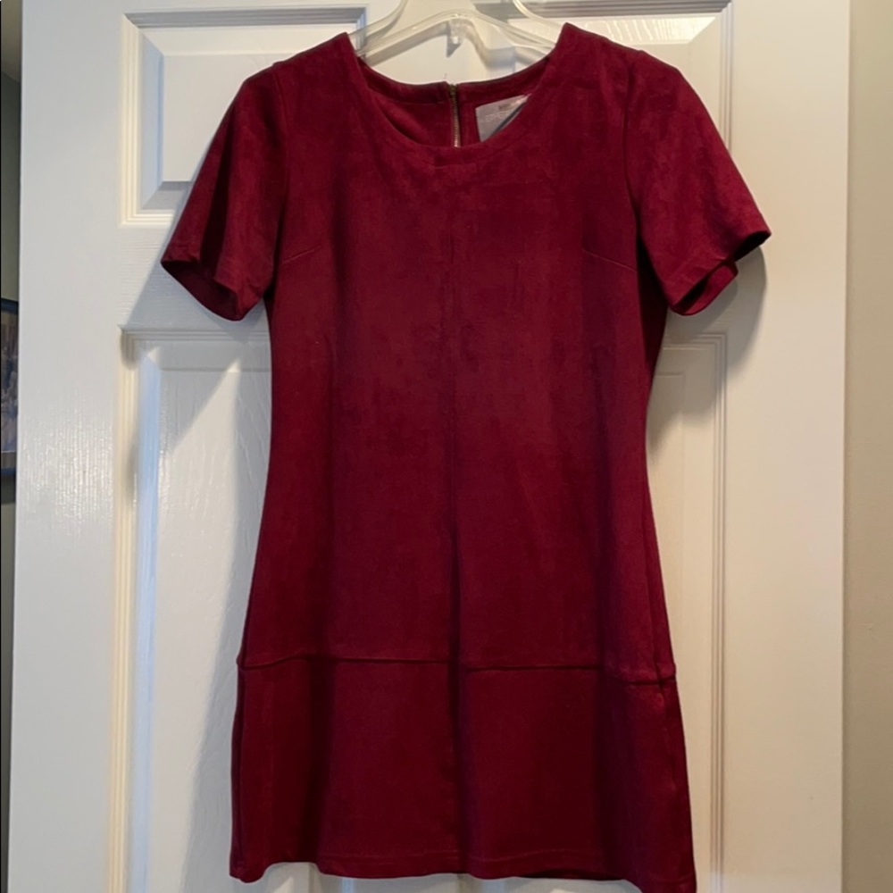 Red suede dress